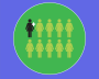 illustration of stick figure women showing one in black and nine in green