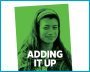 Photo of woman with a green background with the words Adding It Up across the bottom