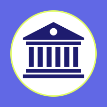A purple background with an outline of the U S Supreme Court